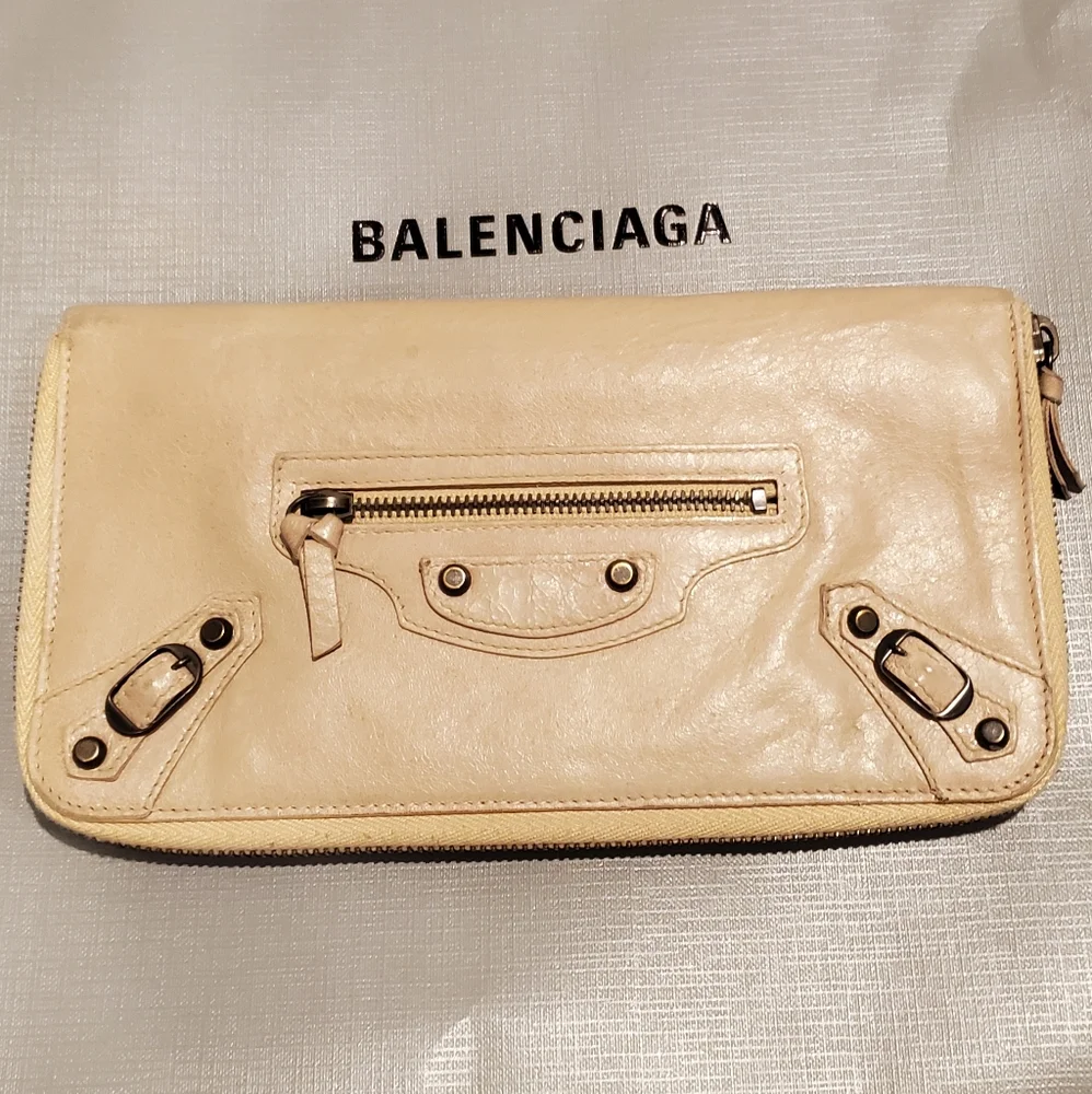 Balenciaga Long Tan Leather Wallet - Picture 1 of 15